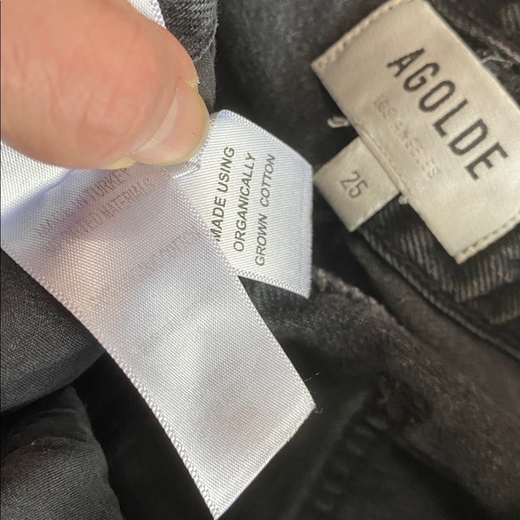 Agolde Criss Cross 90s Pinch Waist Straight Jeans Black Grey Size 25 - Picture 15 of 16